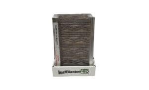 A pack of LeafBlaster Pro gutter guard screens displayed upright in a white box labeled “LeafBlasterPRO” on the front.