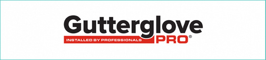 Gutterglove PRO logo with the words “INSTALLED BY PROFESSIONALS” in white on a red background beneath the main text.