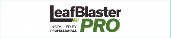 Logo for LeafBlaster PRO with the words Installed by professionals underneath. LeafBlaster is in black text, PRO is in large green text, and there are three green lines under LeafBlaster.