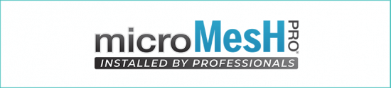 Logo for microMesh PRO® with the tagline INSTALLED BY PROFESSIONALS in bold white text on a black background below the main product name.
