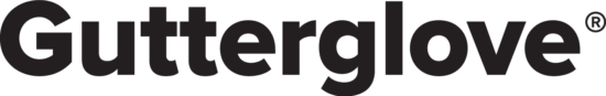 The image displays the word Gutterglove in bold, black letters with a registered trademark symbol next to it on a white background.