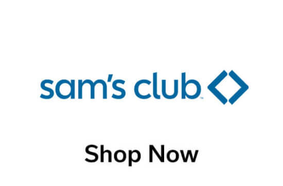 Sam’s Club logo with a blue diamond icon next to the text, above the words “Shop Now” in bold black letters on a white background.