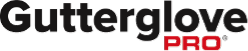 Gutterglove PRO logo with Gutterglove in bold black letters and PRO in smaller, bold red letters underneath on a light background.
