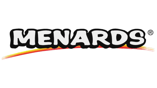 The Menards logo with bold, white letters outlined in black above red, yellow, and orange swooshes.