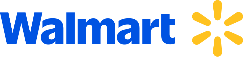 Walmart logo with the word Walmart in blue and a yellow starburst symbol to the right.